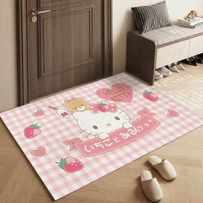 Wire Ring Anti-Slip Mat Stain-Resistant and, Avtomobil döşəmə paspasları - strawberry-katie-40cmx60cm-gold-thickness-no-obstruction-when-opening-the-door