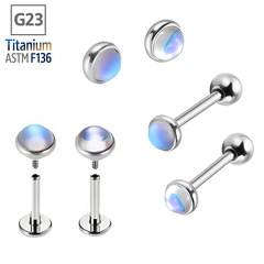 F136 チタンムーンストーンリップネイルエッジオパールつや消し光沢のある G23 チタン合金ボディピアスジュエリーアクセサリー