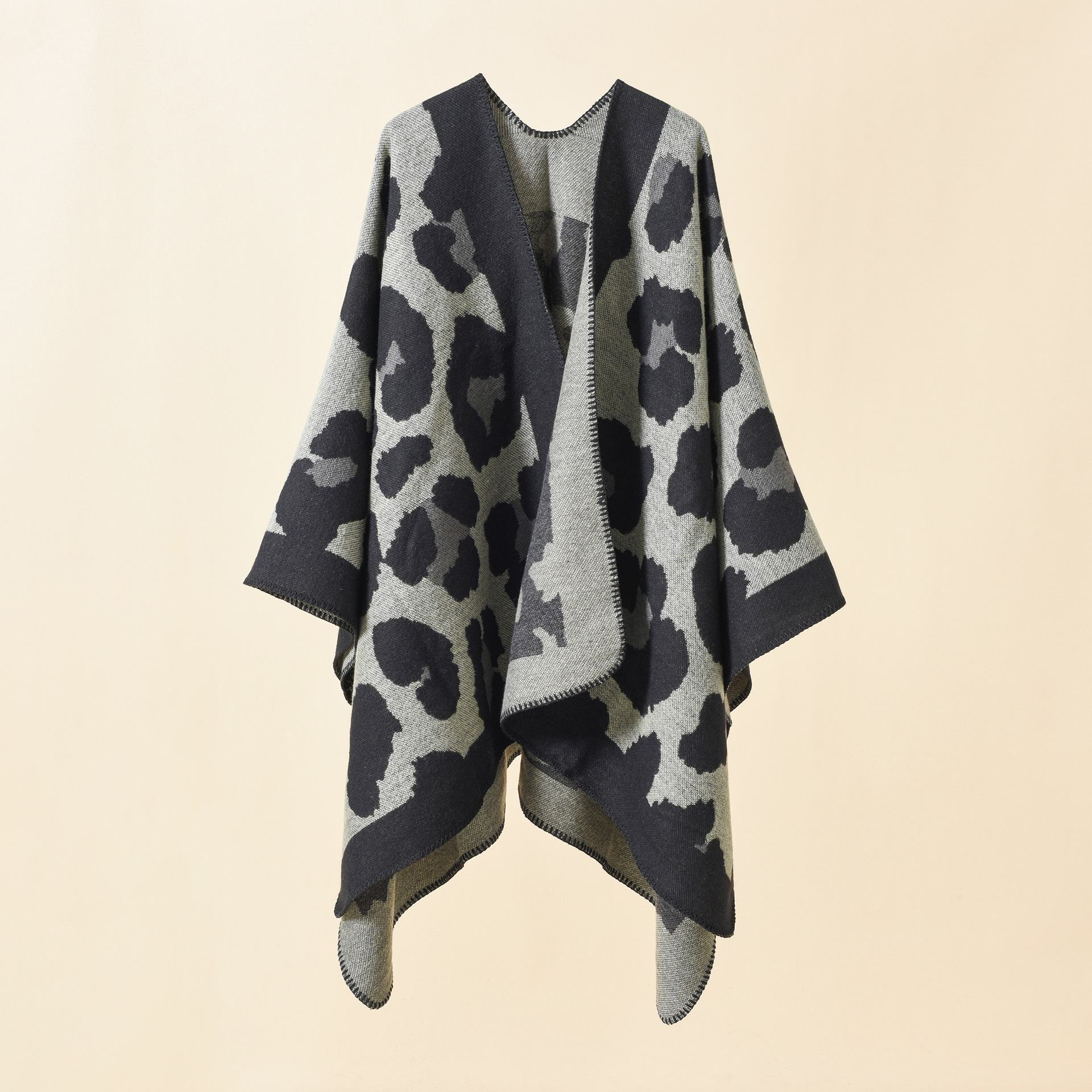 Primavera, otoño e invierno moda europea y americana cálido estampado de leopardo color a juego de las mujeres urdimbre multicolor simple chal