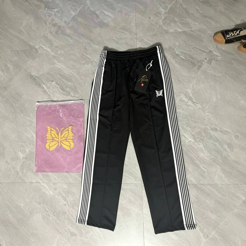 Needle butterfly pants, Japanese-style loose fit, embroidered butterfly straight-leg pants, sports pants, drapey wide-leg pants, trendy long pants