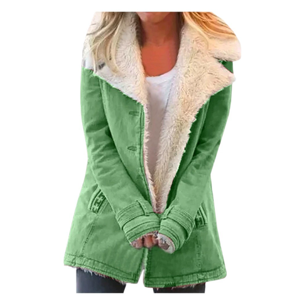 В наличии 2022 желание Amazon Горячие продажи взрывов осень и зима однотонное плюшевое длинное пальто с лацканами для женщин W160