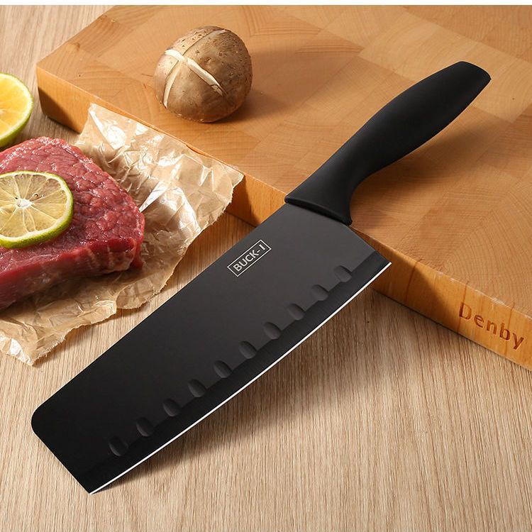 Cuchillo de cocina con mango redondo de acero negro