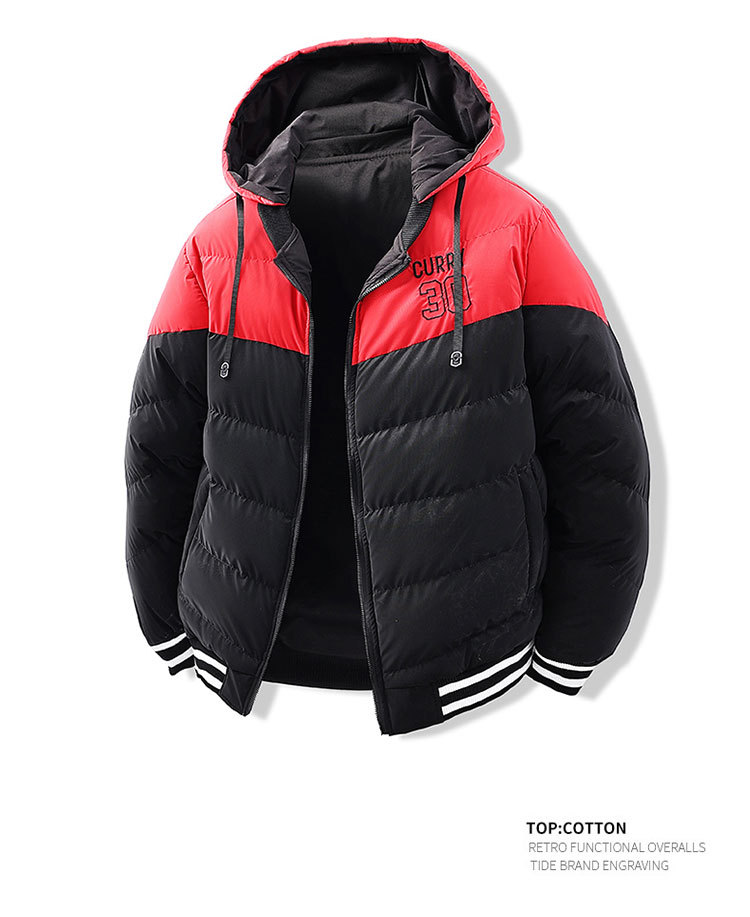 Gepolsterte Herrenjacke mit Stickerei in Kontrastfarben, abnehmbarer, lockerer Mütze, beidseitig tragbar, dick gefüttert, mit Kapuze_voghion.com