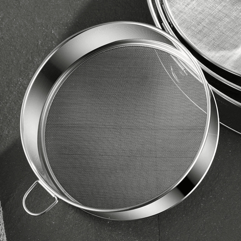 Powder Sieve Flour Sieve Filter Sieve Baking Tool Handheld 40-60 Mesh Powder Ultra-Fine Household Stainless Steel Sieve