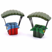 跨境第3方MOC空投箱物资军需红绿色可装降落伞场景搭配小颗粒积木