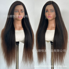 欧美假发女长发前蕾丝渐变金色玉米须假发头套哑光高温丝工厂批发