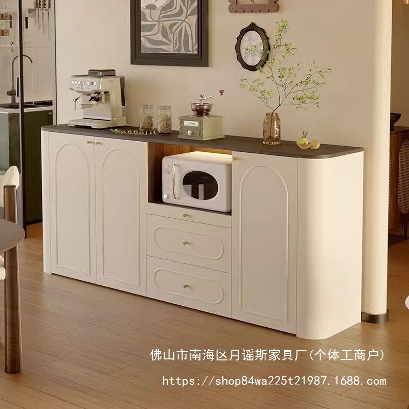 New French Sideboard Home Living Room Tea Cabinet Kitchen Side Cabinet Low Cabinet Light Luxury Arc Storage Cabinet Arc Side Cabinet