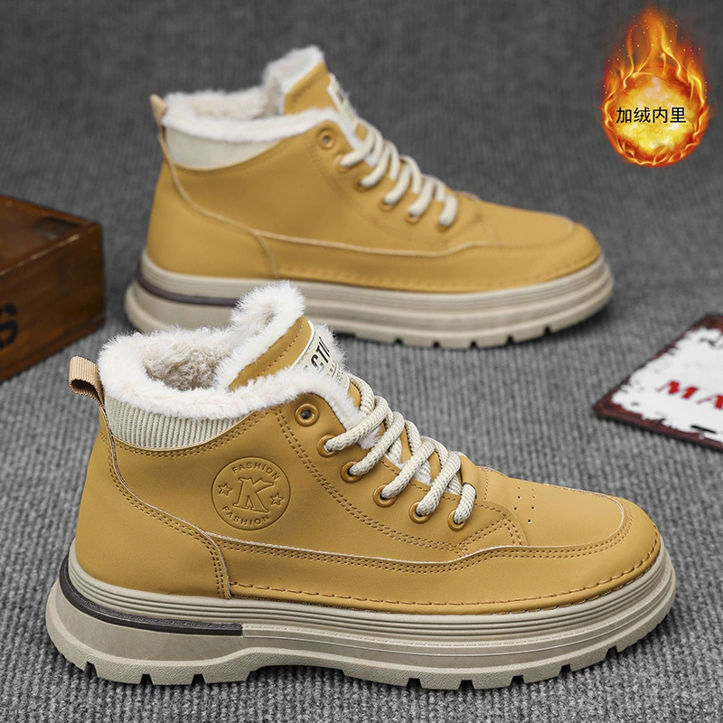 Зимние плюшевые ботинки Martin мужские модные дикие высокие рабочие ботинки утолщенные теплые хлопчатобумажные ботинки повседневные короткие ботинки
