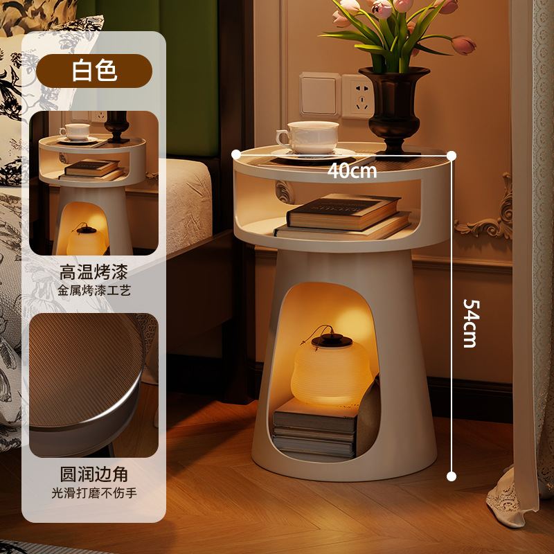 北欧レトロベッドサイドテーブル寝室シンプルベッドサイドテーブル小さなアパートソファサイドテーブル金属収納ラック猫小屋犬小屋