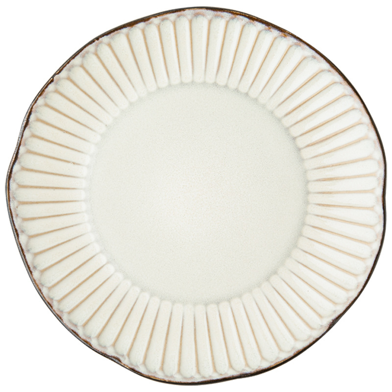 Retro irregular plato plano hermoso plato de carne en relieve plato de cerámica doméstica exportación transfronteriza