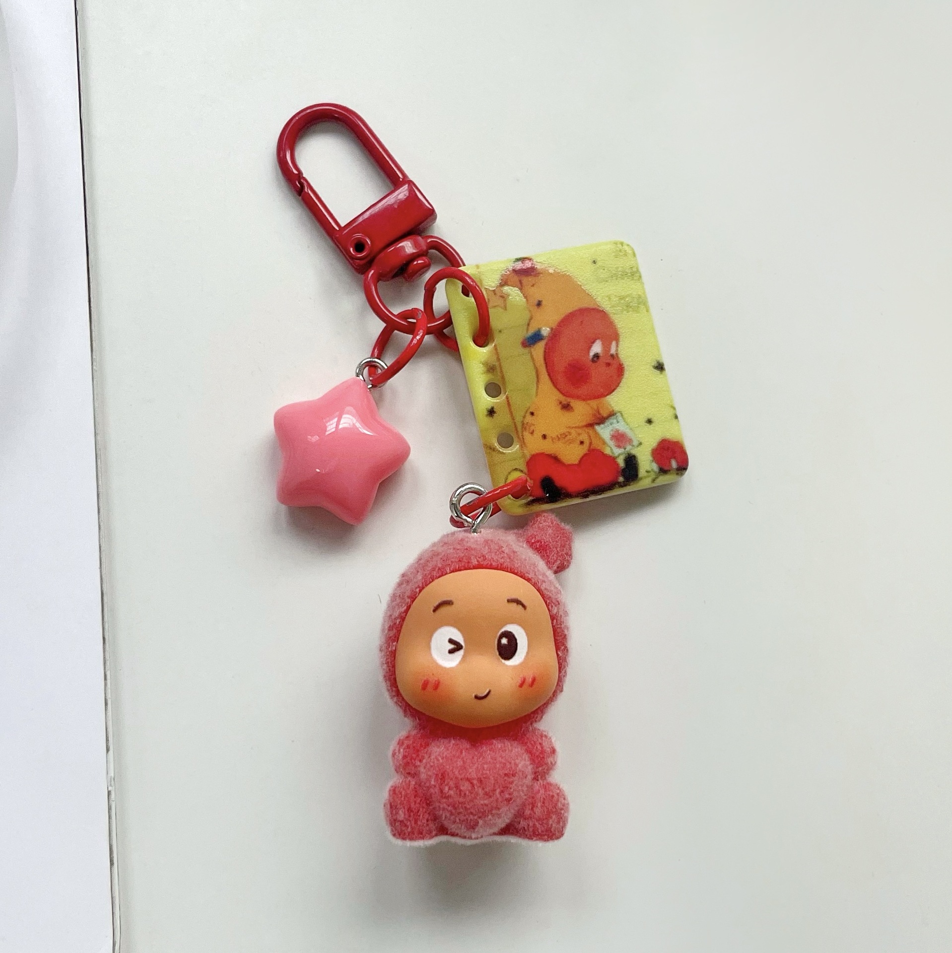 Accesorios de llavero de dibujos animados flocado de estrellas DIY colgante de resina muñeca decorativa colgante de mochila