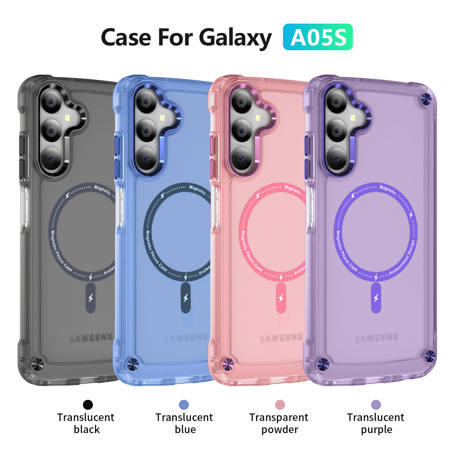 三星手机壳适用于A05S外贸热销保护套盔甲 金翅鸟单面肤感磁环圈