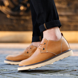 Trendy Men's Shoes British Style Large-Toe Shoes Lumberjack Shoes Low-Top Casual Shoes Flat Genuine Leather Work Shoes Men's Martin Shoes Leather Shoes