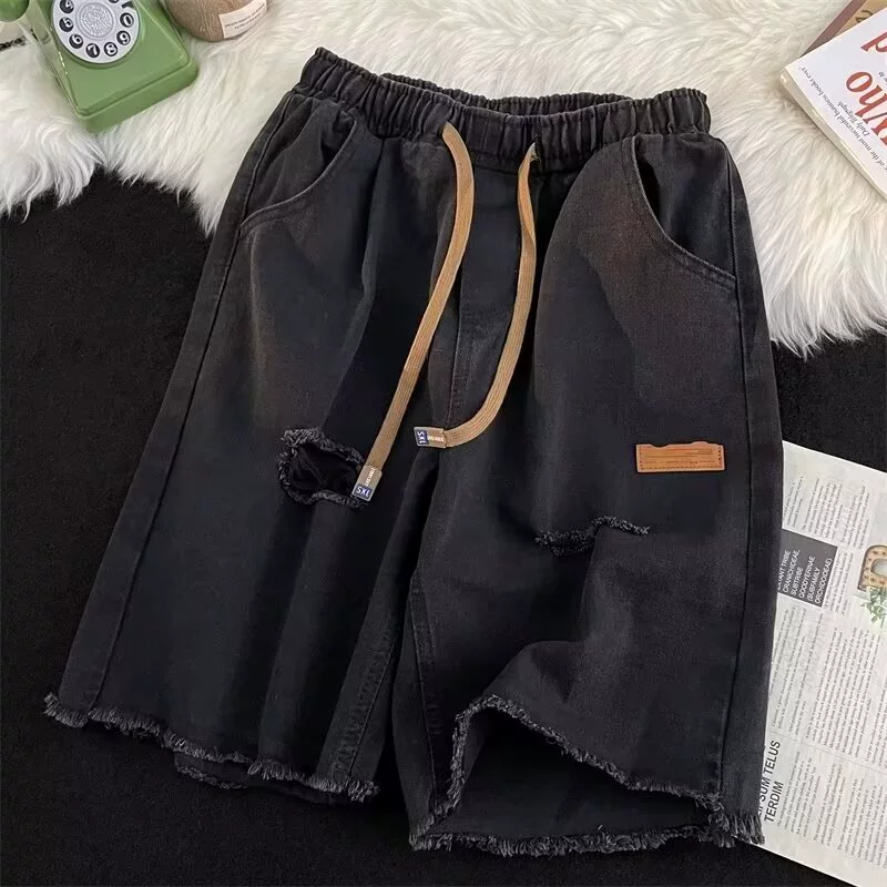 Summer denim skirt, Japanese retro shorts, thin trousers, elastic waist