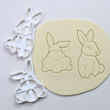 新款亚马逊白色塑料卡通兔子套装印章磨具压花工具复活节印章模具