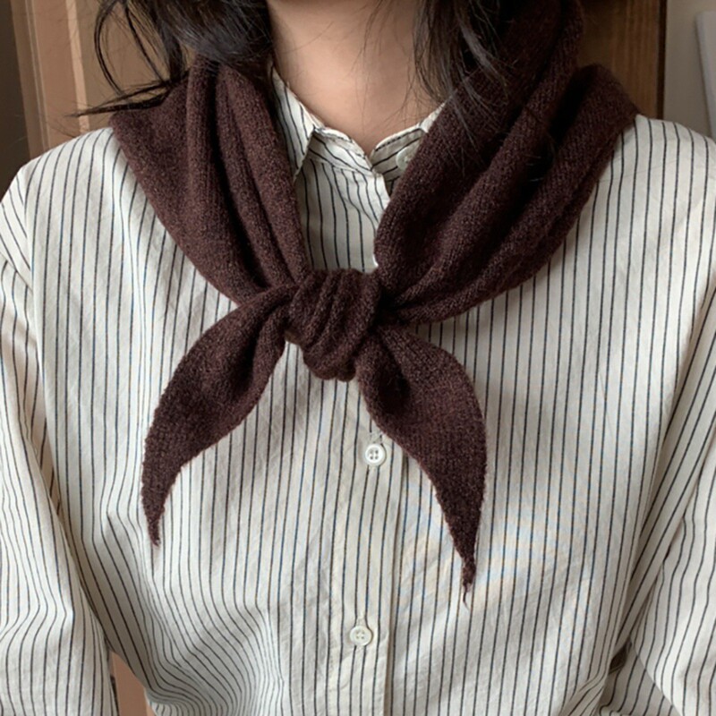 Korean Style Pure Color Multifunctional Headscarf Autumn and Winter Triangle Scarf Sunshade Shawl Knitted Scarf Sun Protection Face Scarf Men and Women Scarf