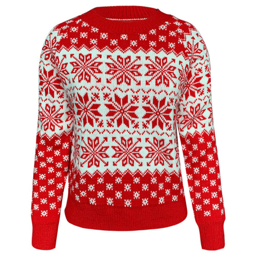 2025 Fall/Winter Wish Women's Sweater – Christmas Edition, Long-Sleeve Base Knit Pullover with Snowflake Design