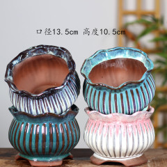 Yixing Pottery Planter Large Flower Pot Creative Home Desktop Orchid Ceramic Planter Succulent Plant Balcony Landscape Green Plant Pot
