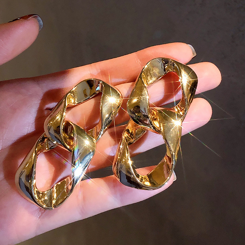 Twist Kette Metall Textur Übertrieben Ohrringe Großhandel Schmuck Nihaojewelry display picture 5