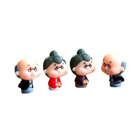 Ông bà bên nhau, tiểu cảnh resin mini, trang trí cây rêu và chậu cây DIY (z-CJ-984)