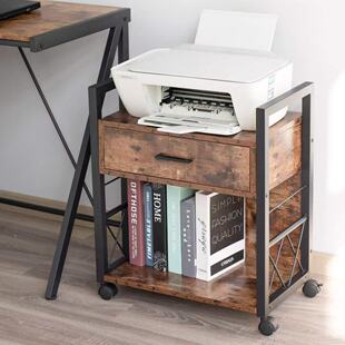 Cross-Border Customized Removable Large-Capacity Storage Cabinet with Drawer Printer Stand Office American Retro Side Cabinet