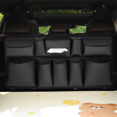Multifunctional car trunk storage bag cute rear seat back-mounted car storage bag car storage box (Car storage bag/box) - classic-black