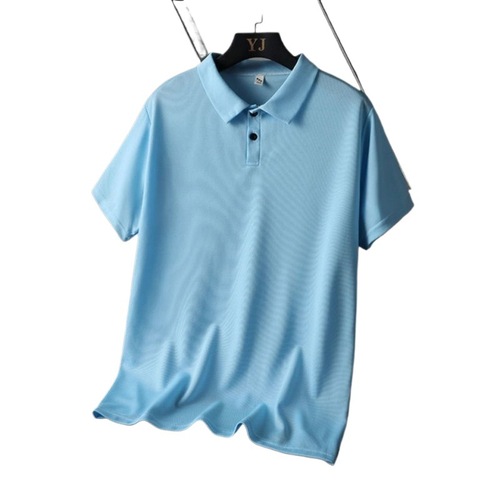 Summer Ice Silk Collar Polo Shirt Men's Mesh Quick-Dry Short-Sleeve T-Shirt Plus Size Extra Large Slim Fit Casual Top