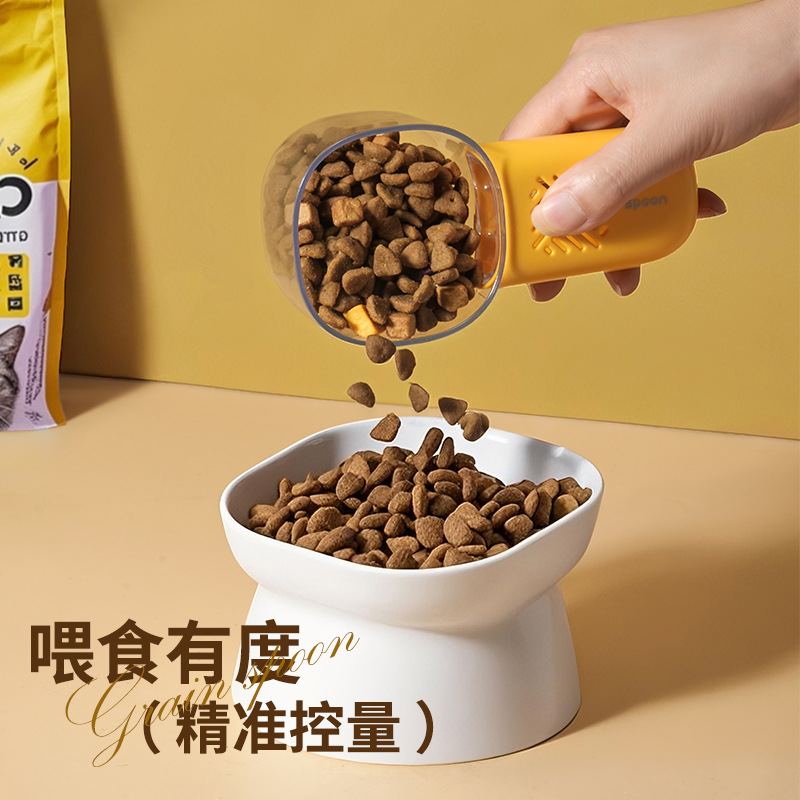 Nuevo estilo comida para gatos comida para perros cuchara de comida para mascotas cuchara de medición a prueba de humedad con escala para gatos y perros suministros de cuchara de arroz al por mayor