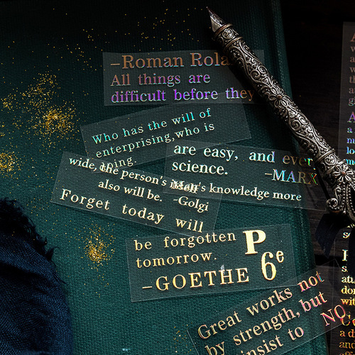 Sugar Poetry 3D Gold Foil Sticker Text Note Series DIY Journal Decoration Base Material Collage Sticker 4 Styles