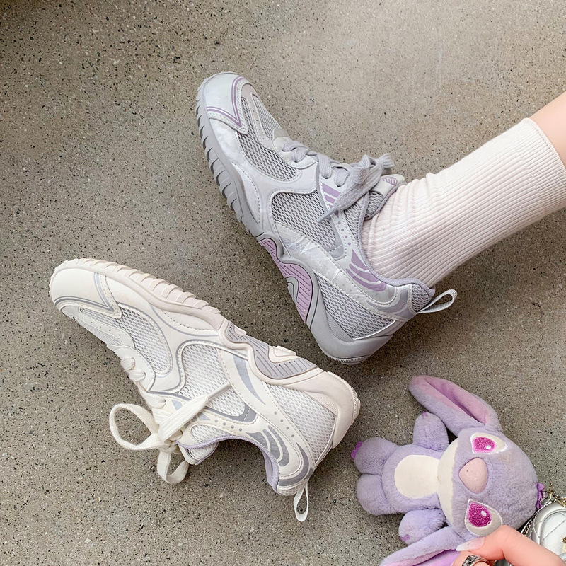 Super beautiful lavender purple delicate versatile mesh sneakers 2026, comfortable low-heel lace-up casual German training shoes for women Super beautiful lavender purple delicate versatile mesh sneakers 2026, comfortable low-heel lace-up casual German training shoes for women