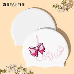 Swim cap for long hair women, oversized comfortable non-tightening silicone waterproof fashion Korean-style printed swimming cap, new style