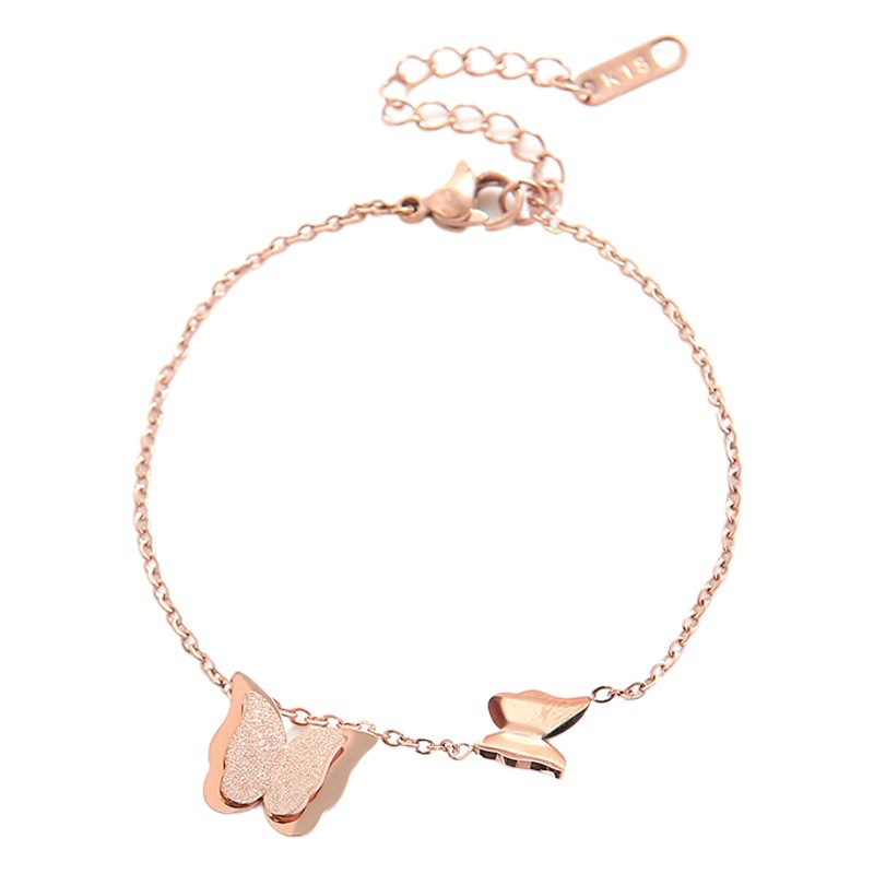 Caliente Jian mariposa esmerilada tobillera de acero de titanio anillo de pierna de acero de titanio femenino joyería popular Playa accesorios de mujer TikTok Net popular