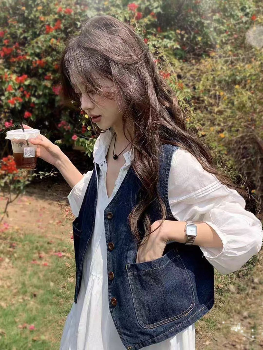 别致叠穿牛仔马甲女款2025新款外搭薄款韩系复古港风短款蓝色背心