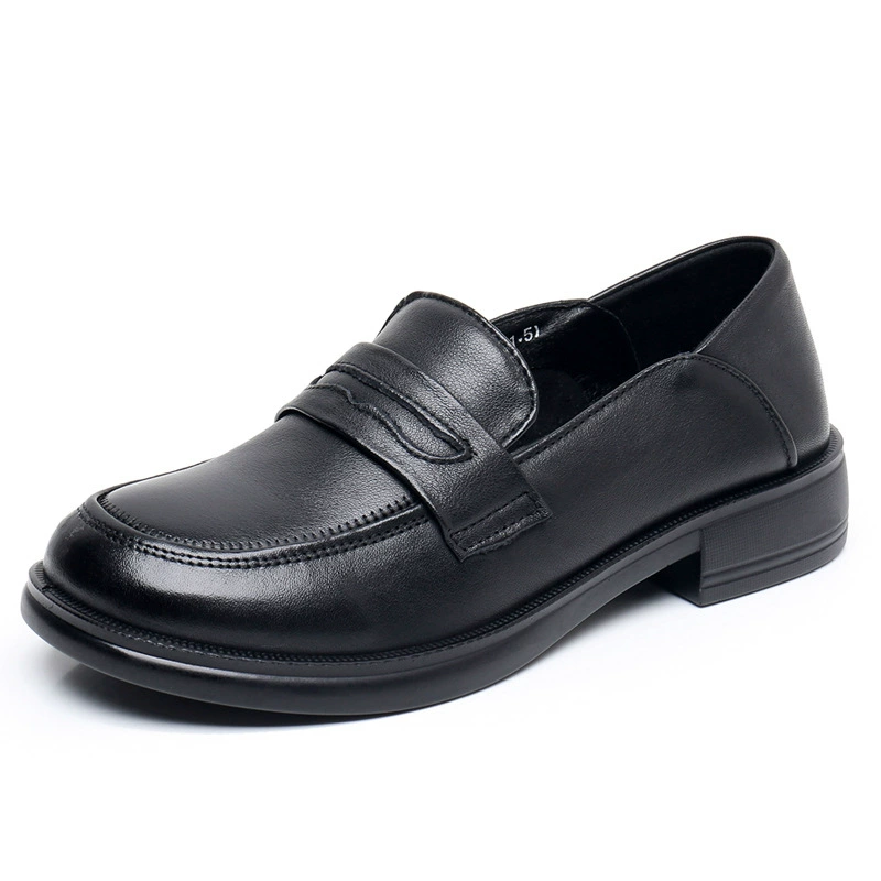 Leather shoes English style, trend fashionable work footwear, loafers, trend of season, cowhide