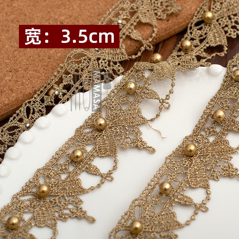 hilo de oro bordado soluble en agua rosa oro encaje encaje DIY ropa hecha a mano lolita accesorios fabricantes al por mayor