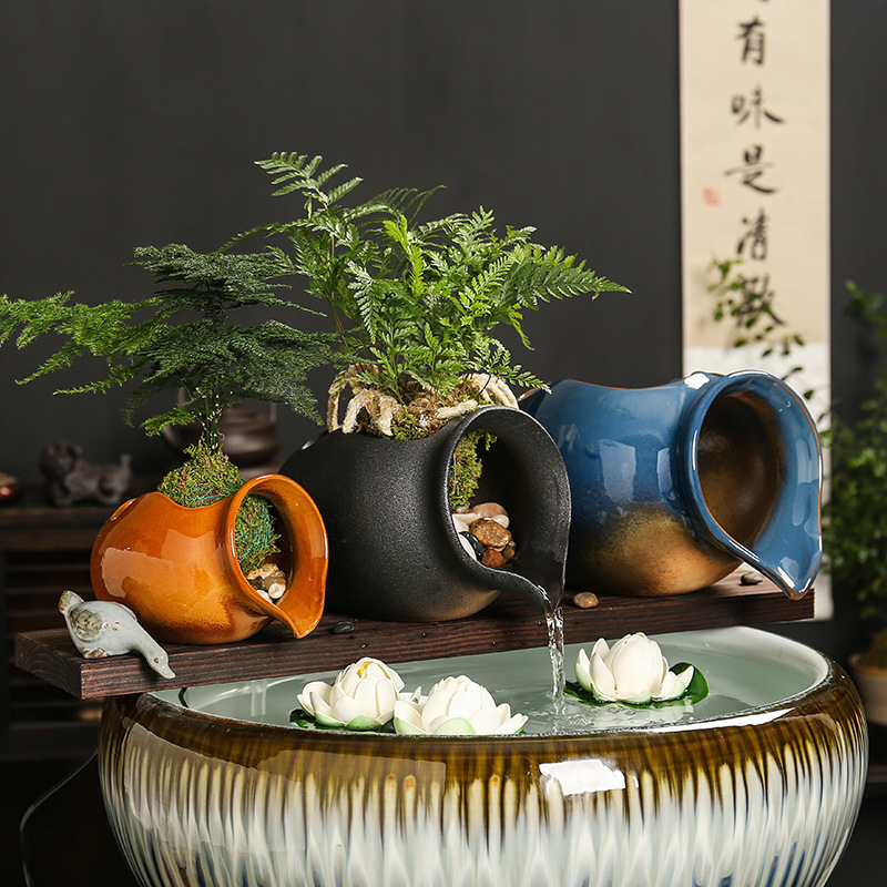Ecological tank ancient fish farming opening ceramic tank water flow decoration loop filter accessories garden landscape decoration