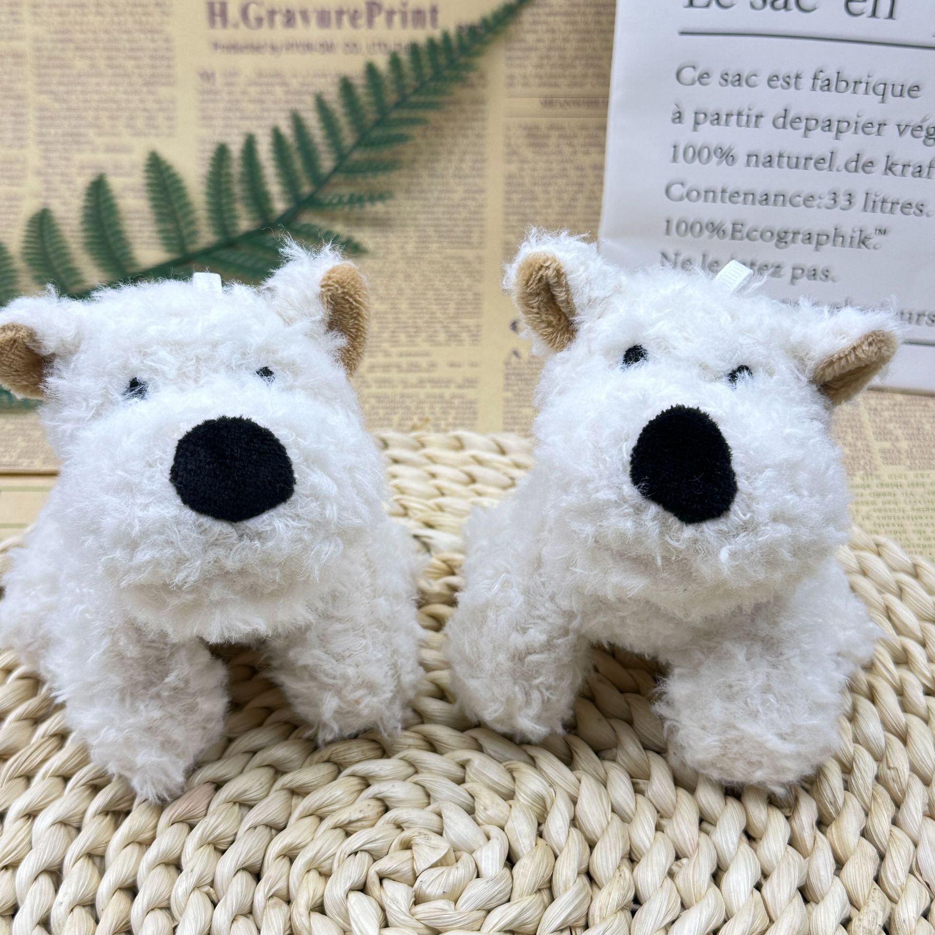 (2개) 인터넷 붉은 폭발 웨스트 하이랜드 강아지 봉제 펜던트 키 체인 가방 장식 선물 장난감 인형 도매