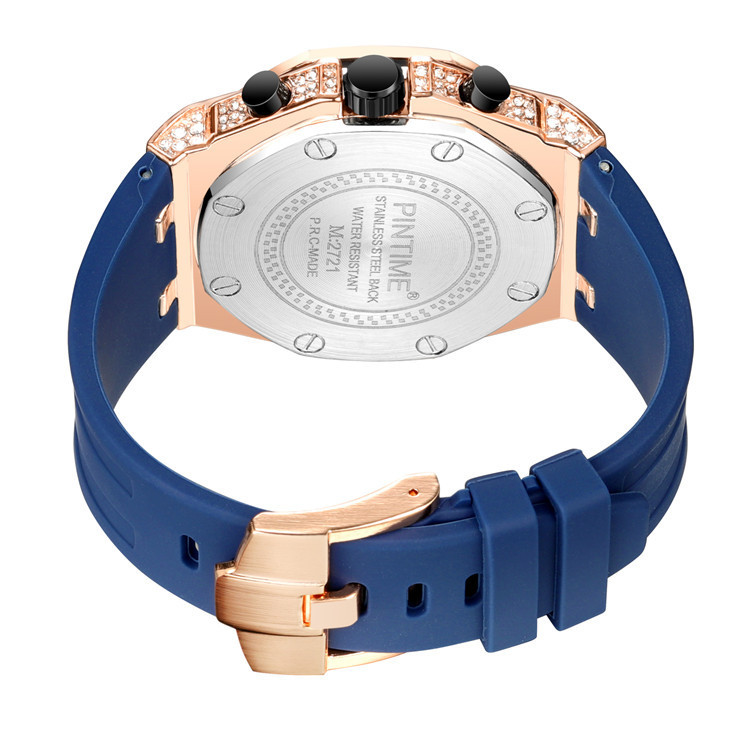 Men's Retro Chronograph Quartz Watch With Large Dial And Diamonds_voghion.com