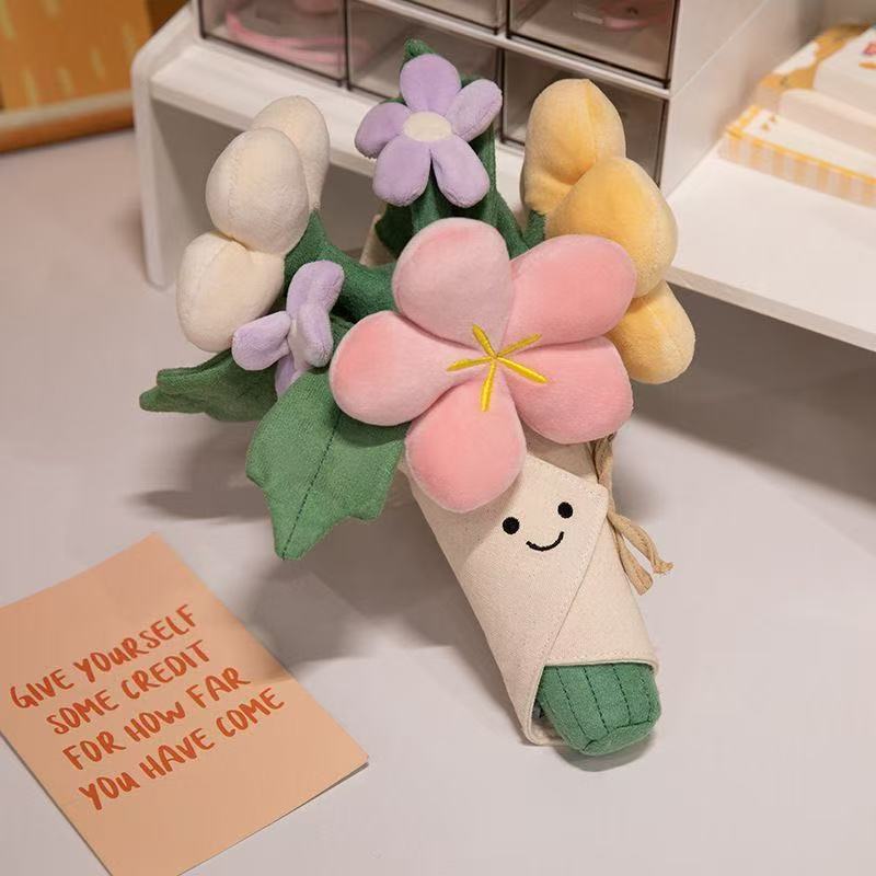 Jc's Same Style Fun Bouquet, Cute Smiling Face Plush Toy, Bouquet for Girls, Wedding Bouquet for Friends