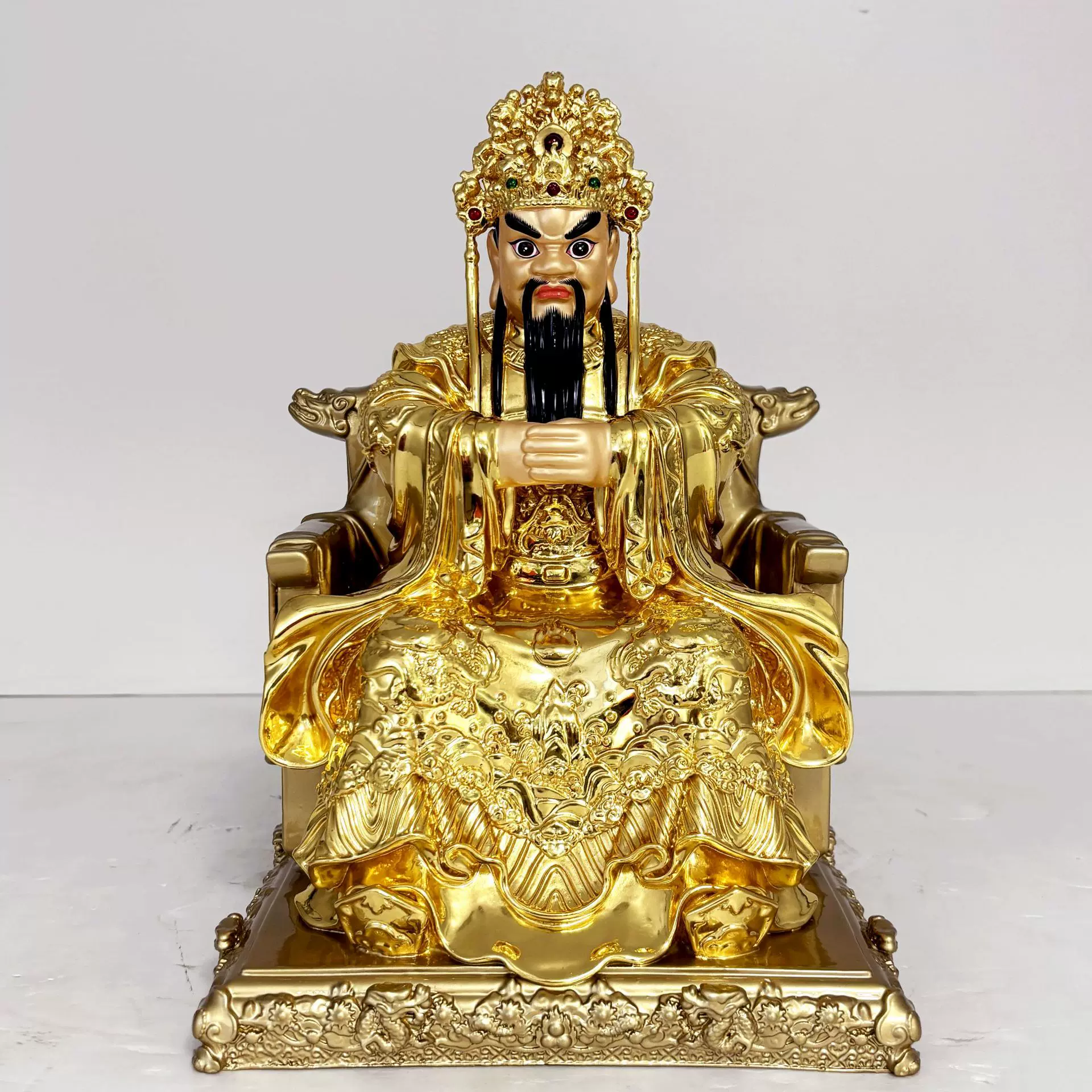 台湾全铜五台山五爷像龙五爷神像家用广济龙王财神爷佛像客厅摆件