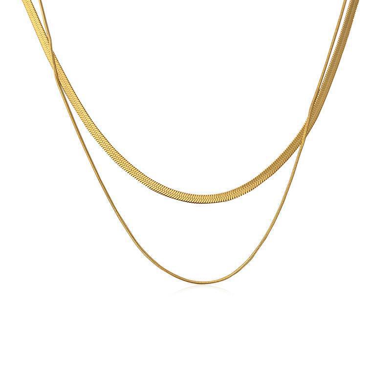 304 Stainless Steel 18K Gold Plated Hip-Hop Retro Plating Solid Color Layered Necklaces display picture 1