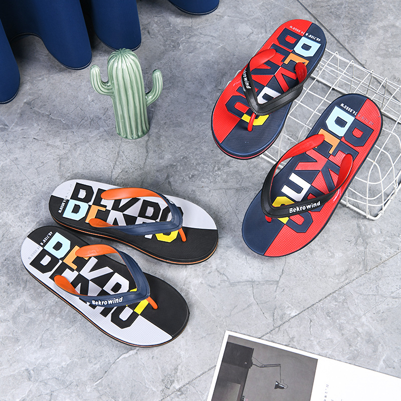 2021 new letter trend fashion men's character flops male home bathroom outdoor slippers men's sandals