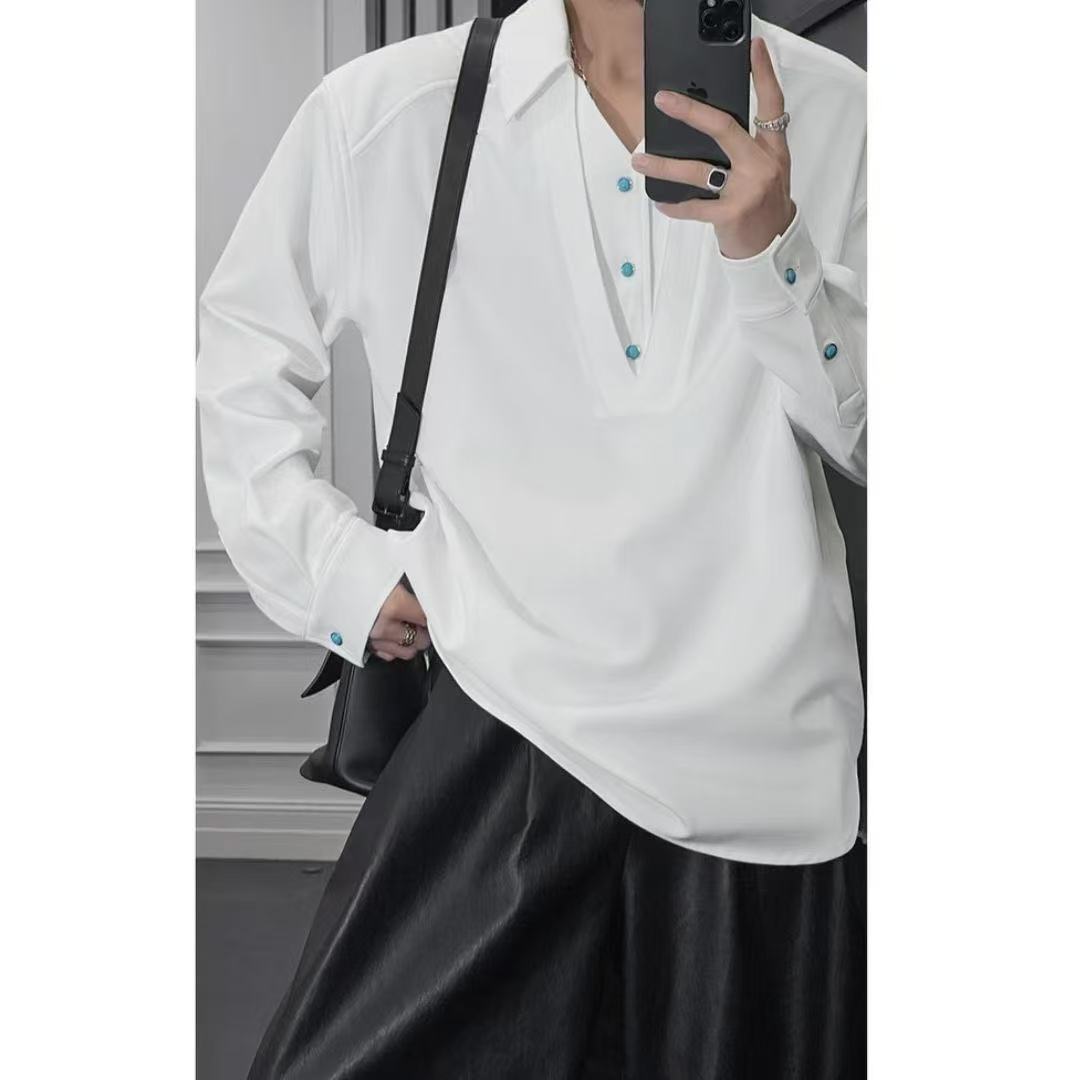 High-end Casual V-neck Pullover Sweat suit Sports Handsome Belt Design Straight Pants Two-piece Fashionable Set