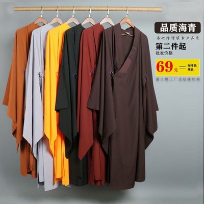 Haiqing Sengfu Four seasons men and women Buddhist clothes spring and autumn Buddha's clothes Robe meditation Long gown Haiqing Buddhist monk clothing