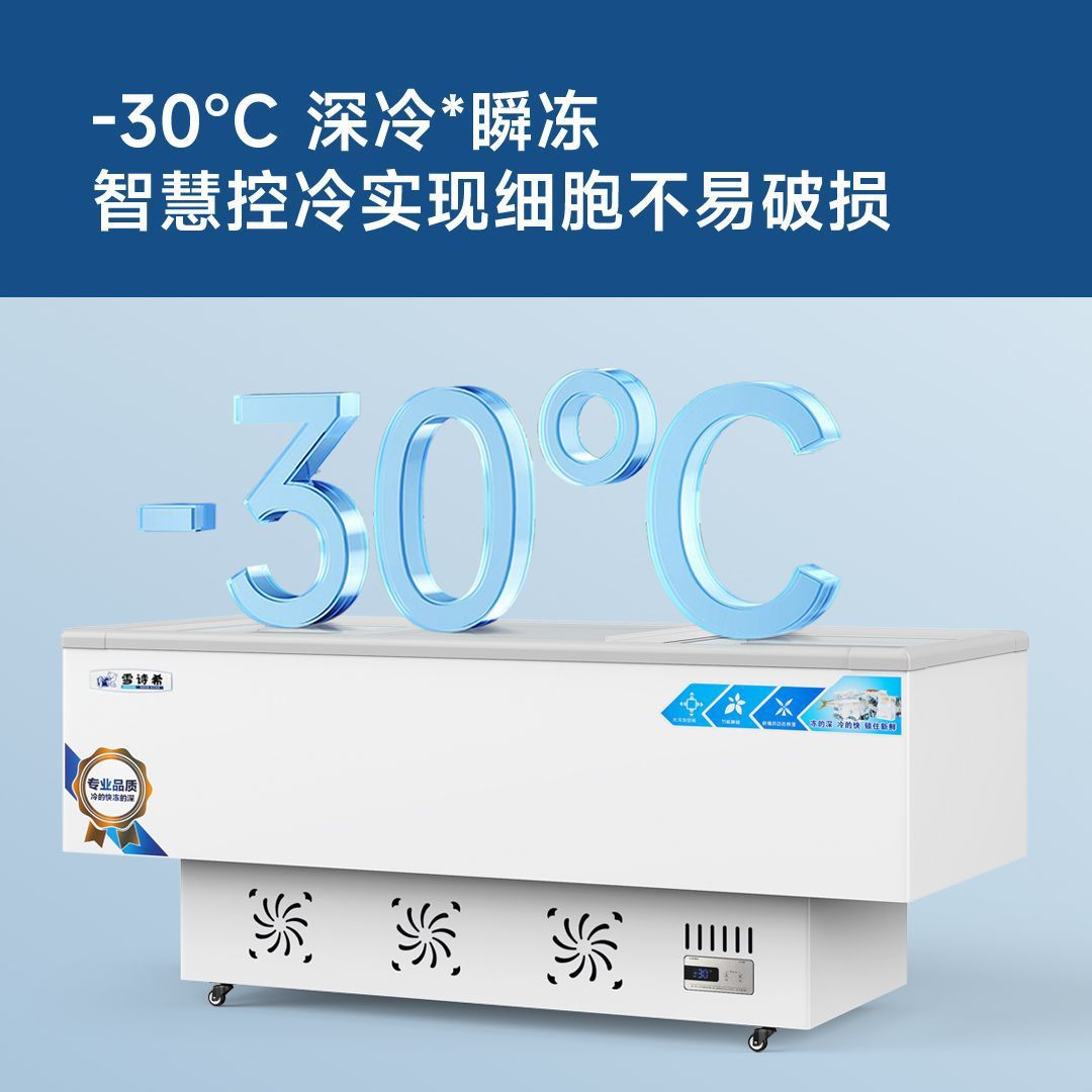 Fresh-Keeping Freezer Commercial Large-Capacity Frozen Display Cabinet Freezer Island Cabinet Quick-Frozen Ice Cream Beverage Seafood Barbecue Free Shipping