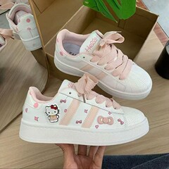 小众浅粉白小众甜美风面包鞋女高颜值休闲鞋学生党百搭板鞋运动鞋