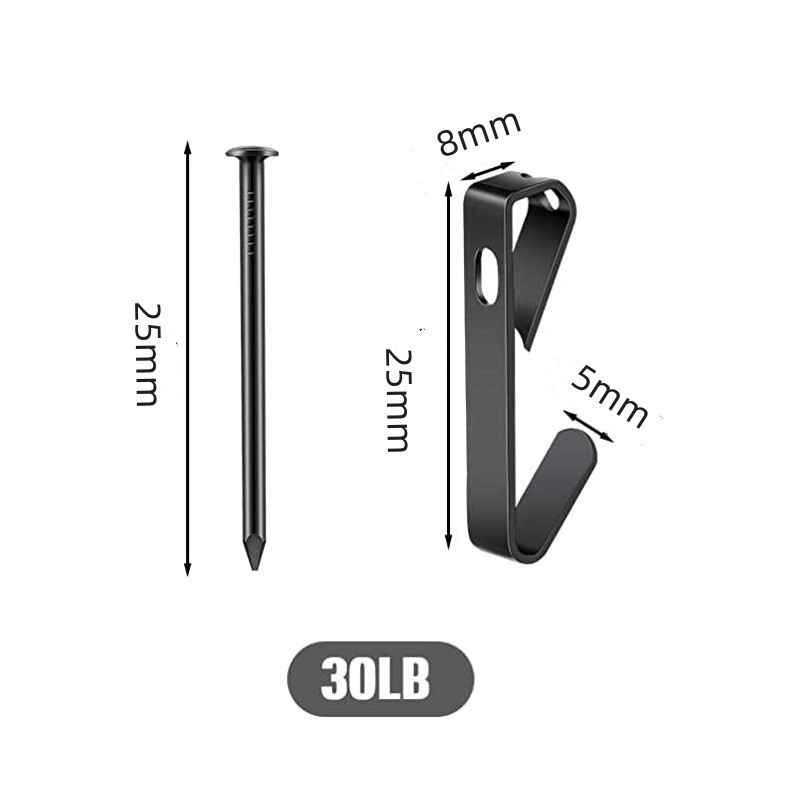 Venta caliente transfronteriza negro foto marco gancho 100-piezas conjunto supermercado gancho fuerte traceless clavo gancho de pared de madera en stock al por mayor