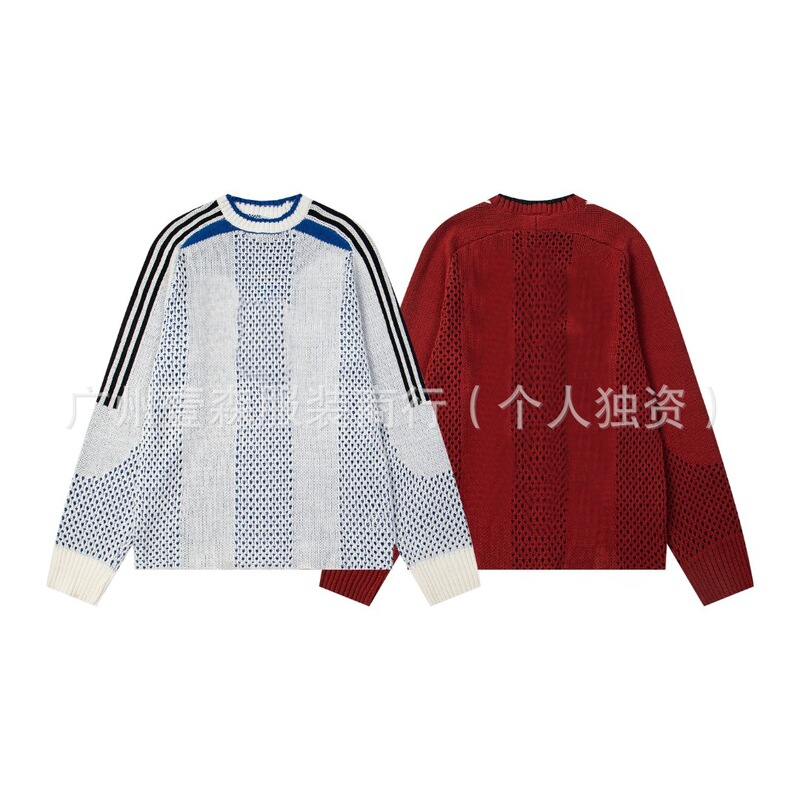 Dijia Double-Bar Style Jersey Round Neck Striped Unisex Versatile Casual Loose Sweater Knitwear Wholesale Dijia Double-Bar Style Jersey Round Neck Striped Unisex Versatile Casual Loose Sweater Knitwear Wholesale