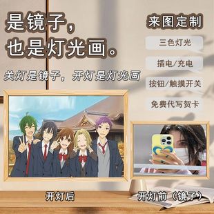 Ins Wind Mirror Lighting Painting and Miyamura Animation Surrounding diy Bedroom Advanced Three-color Atmosphere Light Photo Frame Ornaments