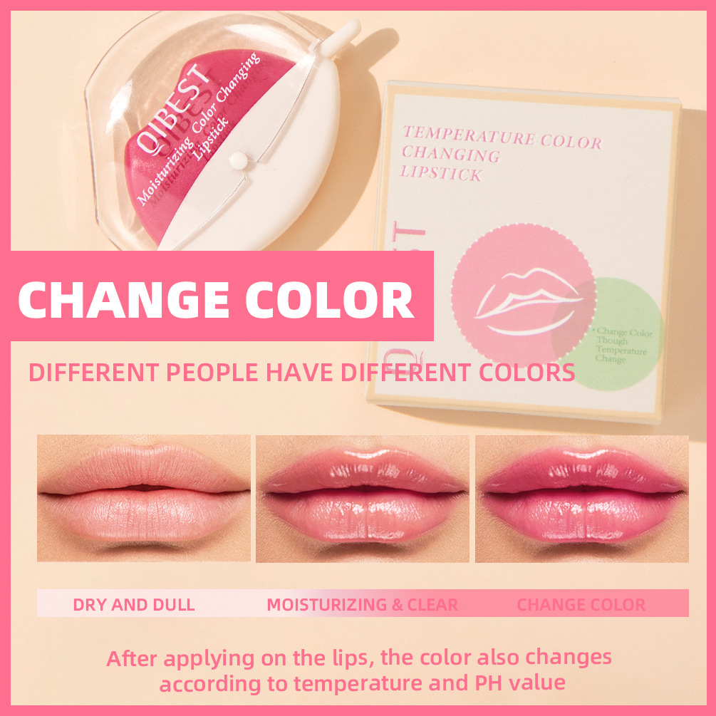 QIBEST lazy warm lipstick moisturizing moisturizing repair fade lip lines autumn and winter color changing lipstick makeup